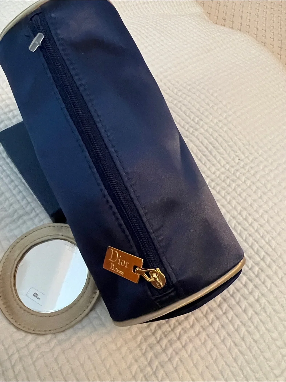 Dior Navy and Gold Cylindrical Travel Pouch